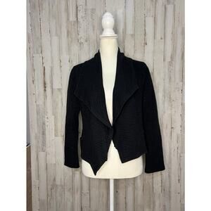 Dolan Women's Black Ribbed Cropped Blazer Jacket Size Medium Casual‎